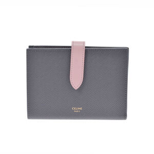 Celine Strap Wallet Gray Pink Calfskin Bi fold